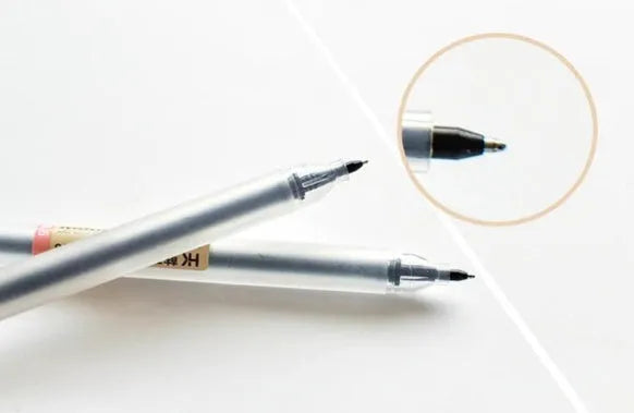Muji 12-piece gel pen set with 0.5mm nibs and ink prevention mechanism