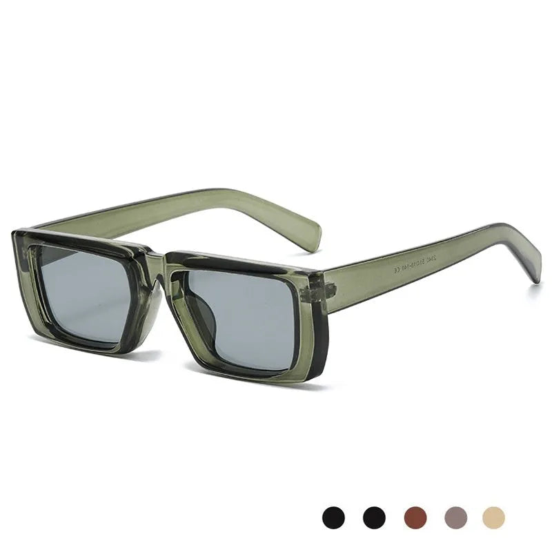 UV400 PC full-frame sunglasses in Y2K style colours on display