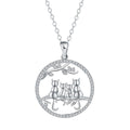Copper Four Kitten Necklace with cat charm pendant on a cross chain for women.