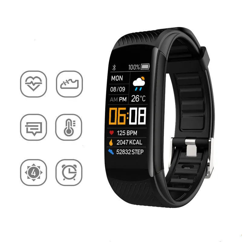 Waterproof silicone pedometer bracelet with touch screen display in multiple colour options