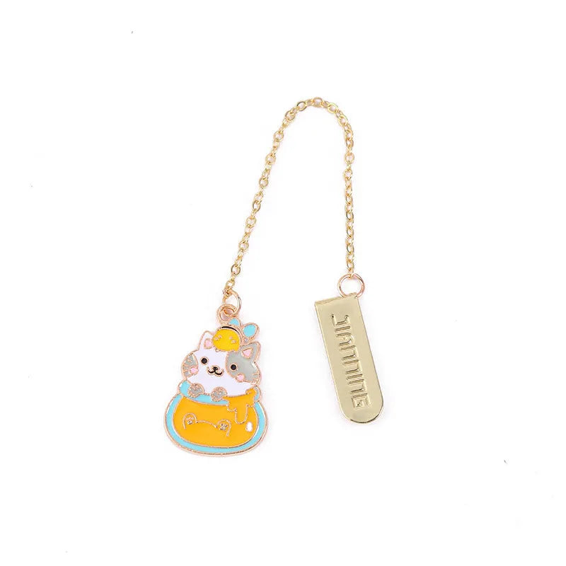 Jane Lime Foodie Cute Pet Cat metal bookmark with PVC film in one of four cartoon designs.