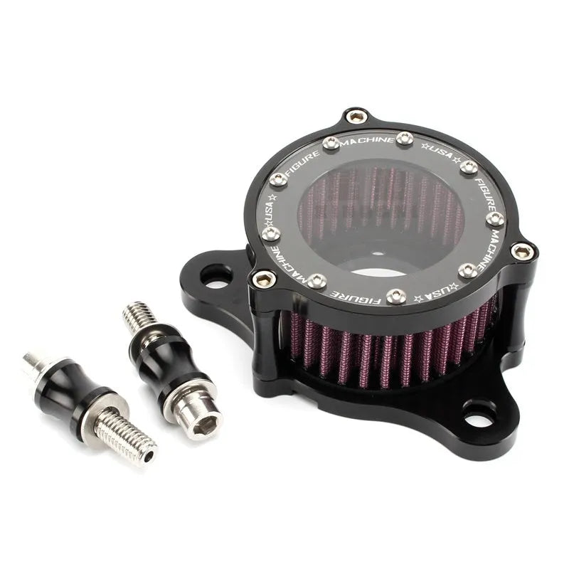 Harley Davidson CNC aluminium retro air filter with glass top for 883 1200 48 models