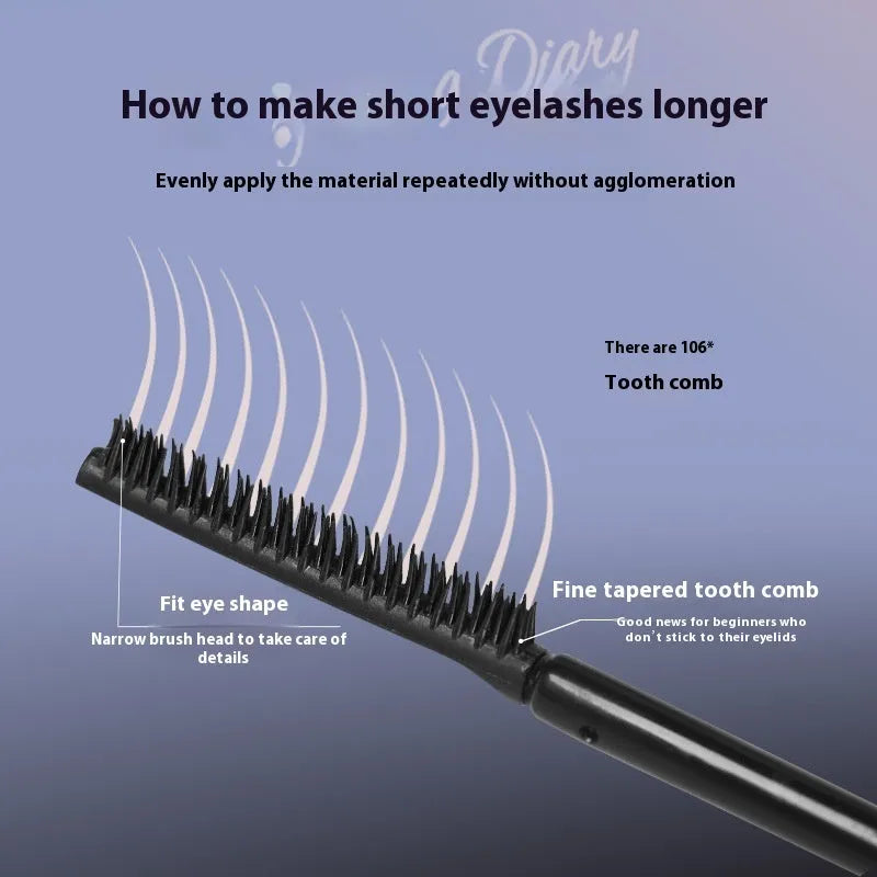 Long curling mascara tube in black and brown colour options with applicator brush