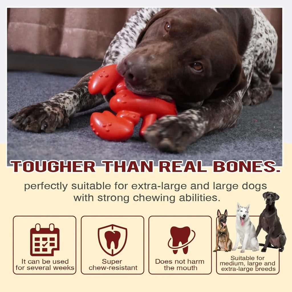 Red nylon chew bone dog toy for large breed aggressive chewers