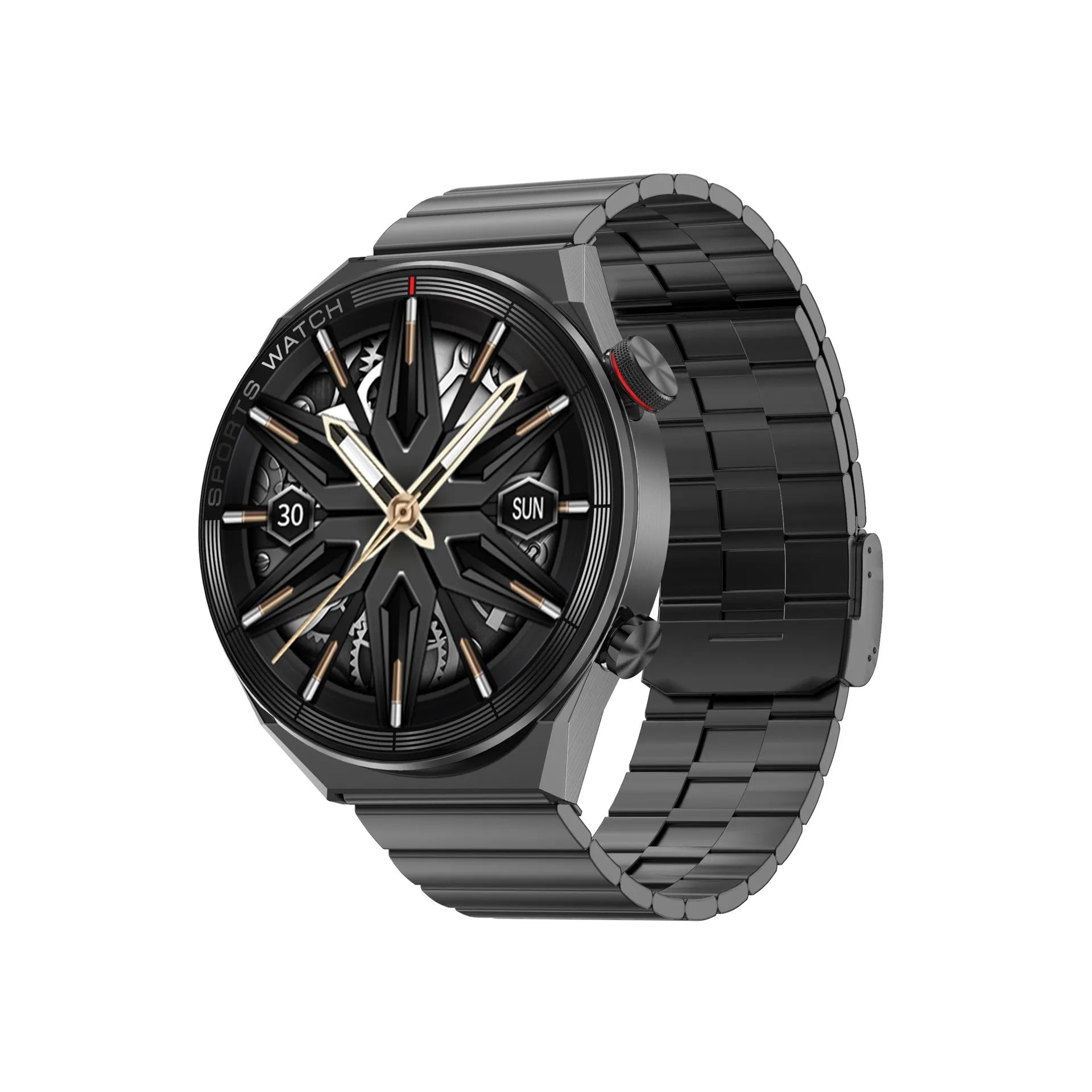 Large screen Bluetooth smart watch showing call notification on HD display with leather strap