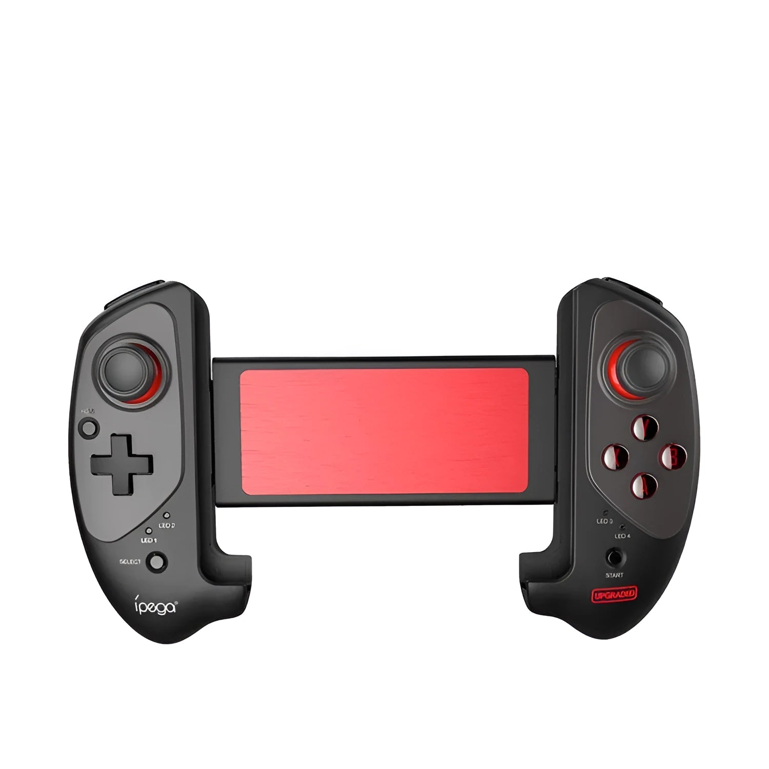 Red telescopic gamepad with Bluetooth connectivity for Android, iOS, and PC gaming
