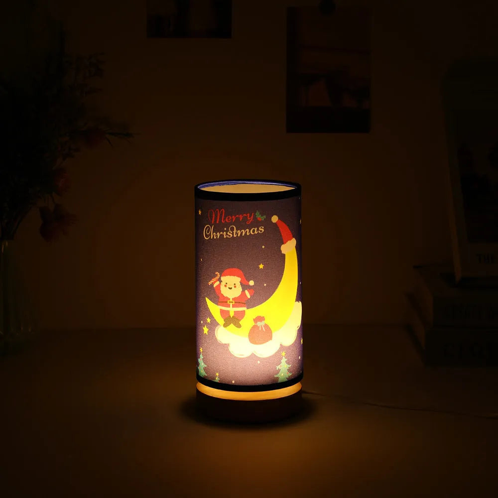 Moon Santa Claus LED night light with USB plug and bamboo lamp holder
