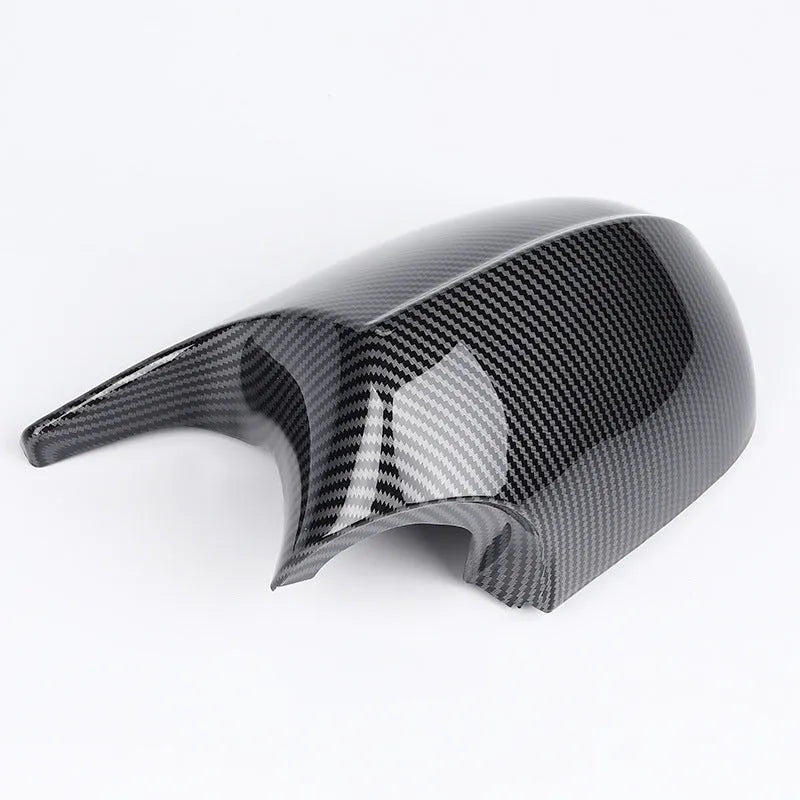 Pair of BMW 3 Series E90 rearview mirror shells in ABS plastic with black and carbon pattern finish options