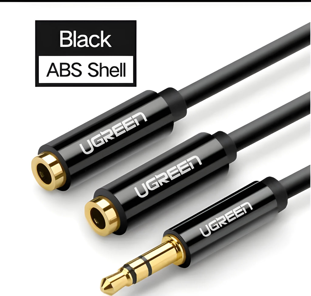 Short 20cm black earphone replacement cable with 3.5mm gold-plated plug.
