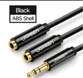 Short 20cm black earphone replacement cable with 3.5mm gold-plated plug.
