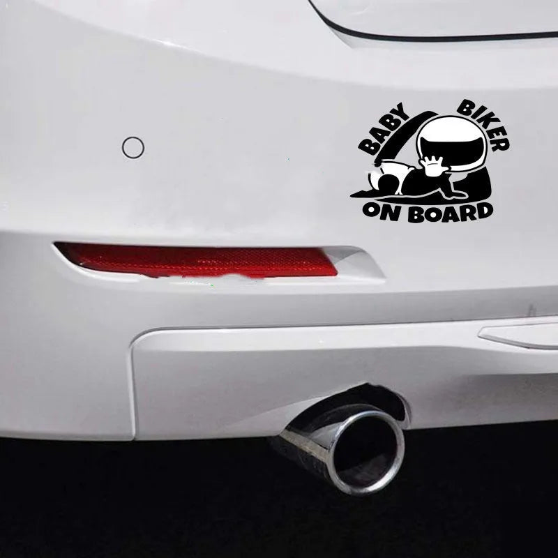 Reflective Baby On Board car sticker in black or white, 14.5 x 15 cm