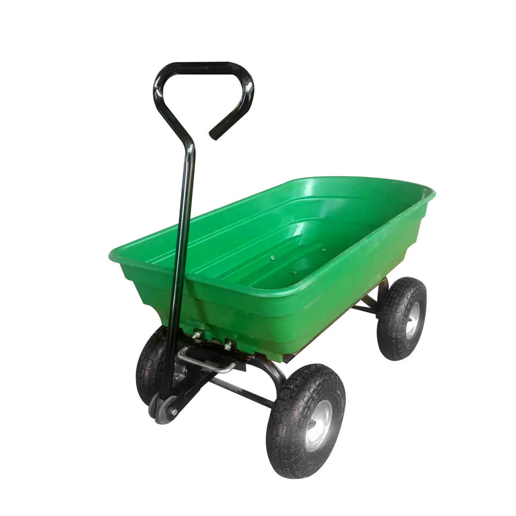 Green four-wheel plastic dump truck model TC2145 with steel PP construction and dump bed