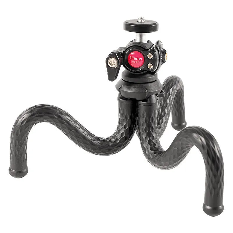 Black octopus-style flexible tripod with phone clip extended to 360mm length