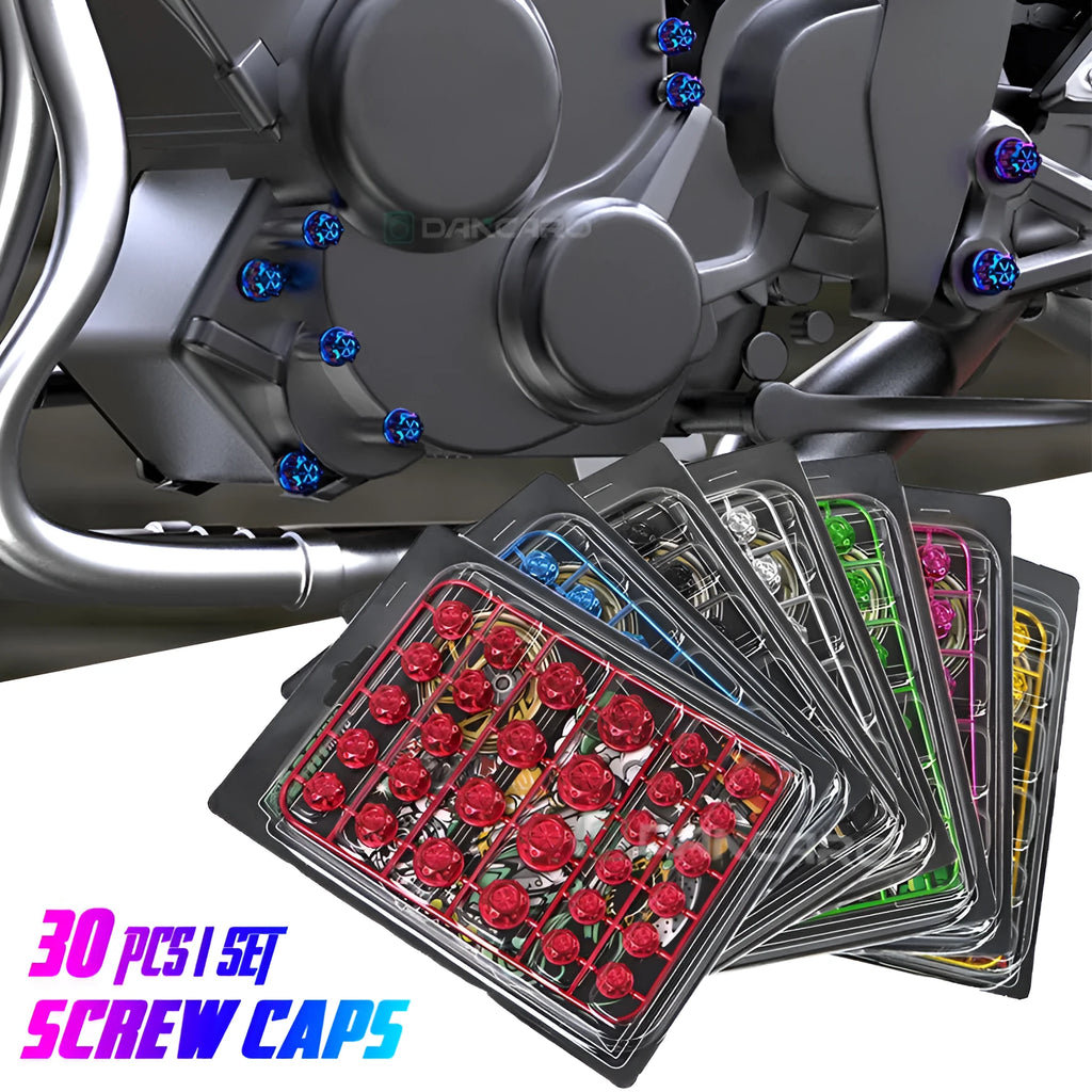 30-piece set of coloured ABS plastic screw caps for motorcycle engine modification covering
