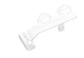 Button-operated manual drain cleaning tool with removable nozzle in pure white, compatible with international pipe standards