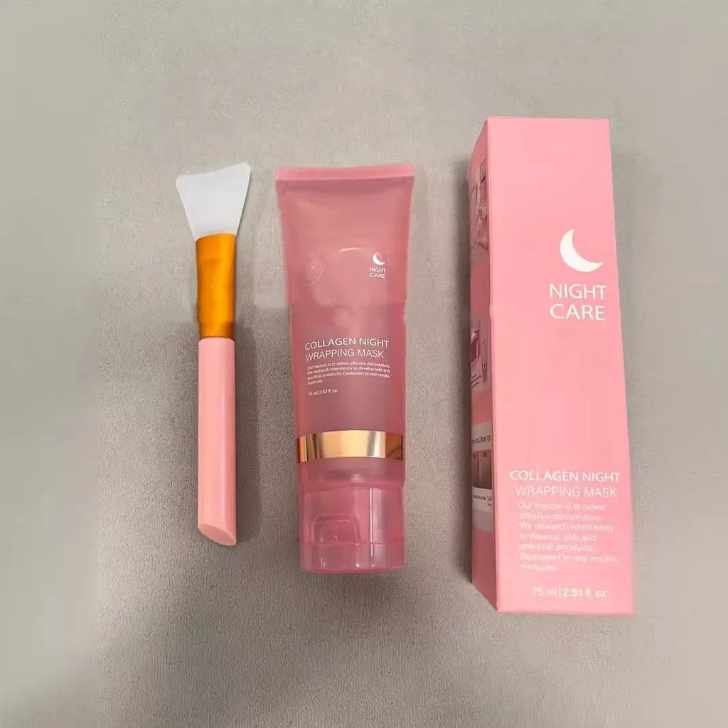 75ml collagen night face mask with application brush for firming and hydration