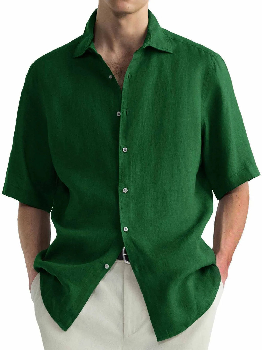 Men's casual washed cotton shirt in cardigan style with regular fit, available in multiple colours