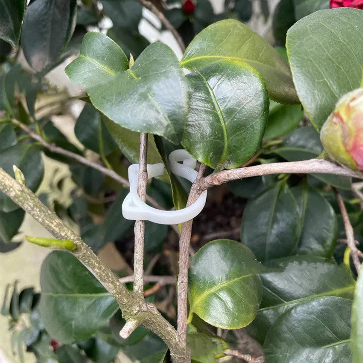 Cat-shaped plastic plant clip in green, red, white or yellow colours for garden support