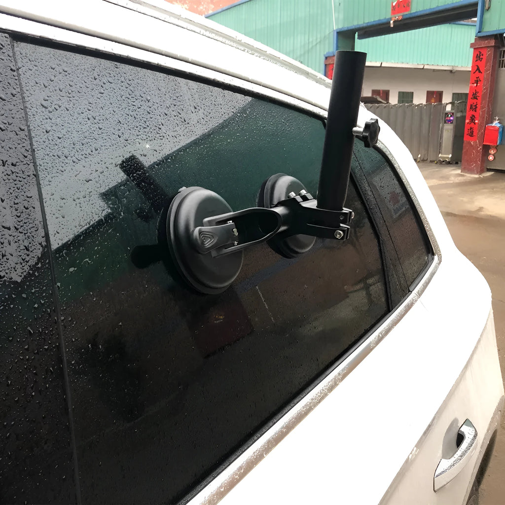 Black ABS off-road car sucker base with round rubber suction cup for vehicle window mounting
