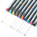 Pack of ten black hook line technical drawing pens with 0.38mm tips.