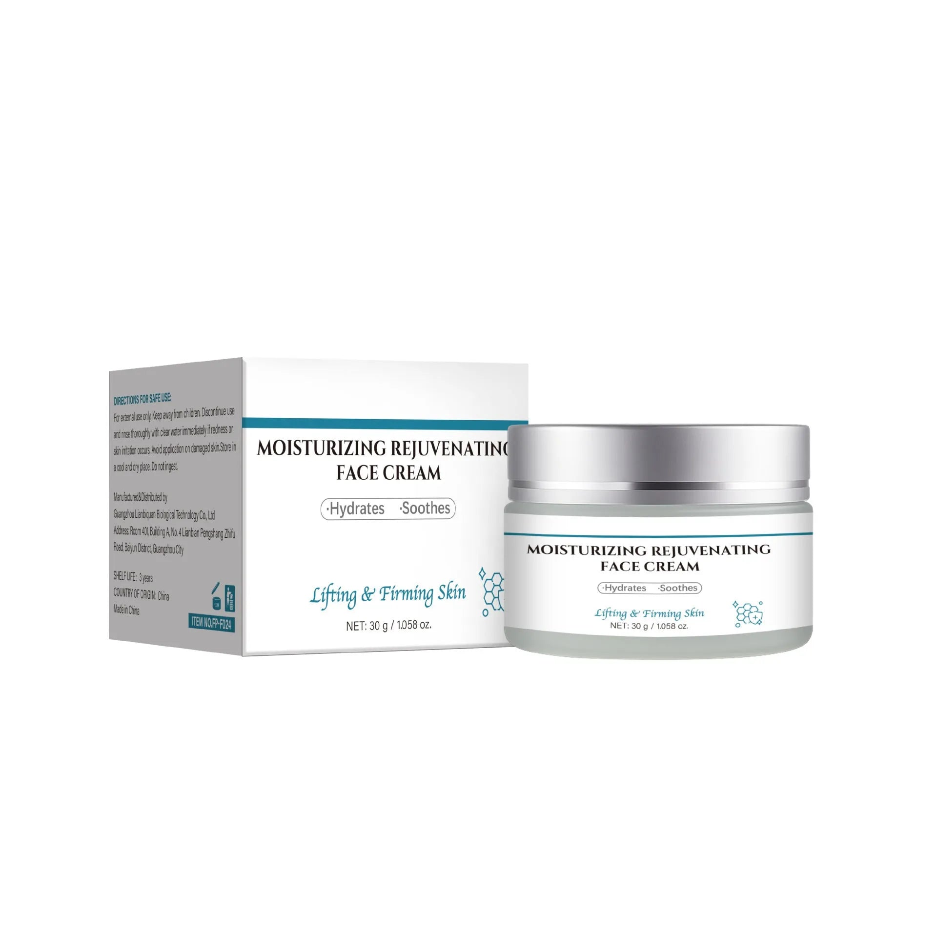 30g anti-aging cream jar with FP-F024 formula for facial skincare