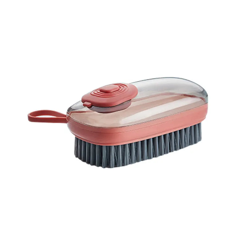 Blue automatic liquid cleaning brush with ergonomic grip for shoes and laundry on a white background.