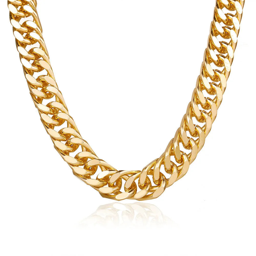 Gold electroplated women's thick chain necklace with net red style measuring 32cm