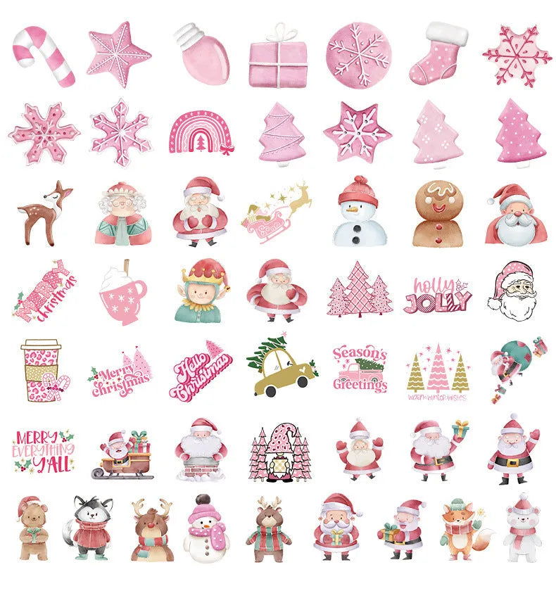 50 waterproof Christmas vinyl stickers 4-8cm for phone, laptop, guitar, and notebook decoration