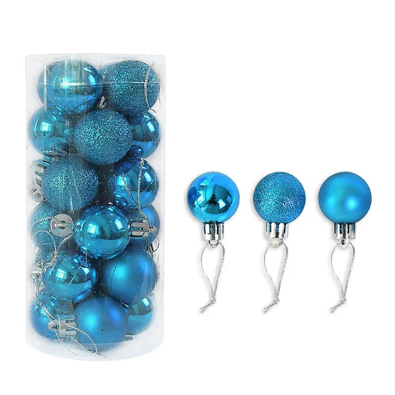 3cm diameter Christmas ball decorations in multiple colours including gold, red and silver