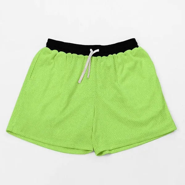 Men's solid-colour mesh quick-drying shorts in chemical fibre fabric for summer sports