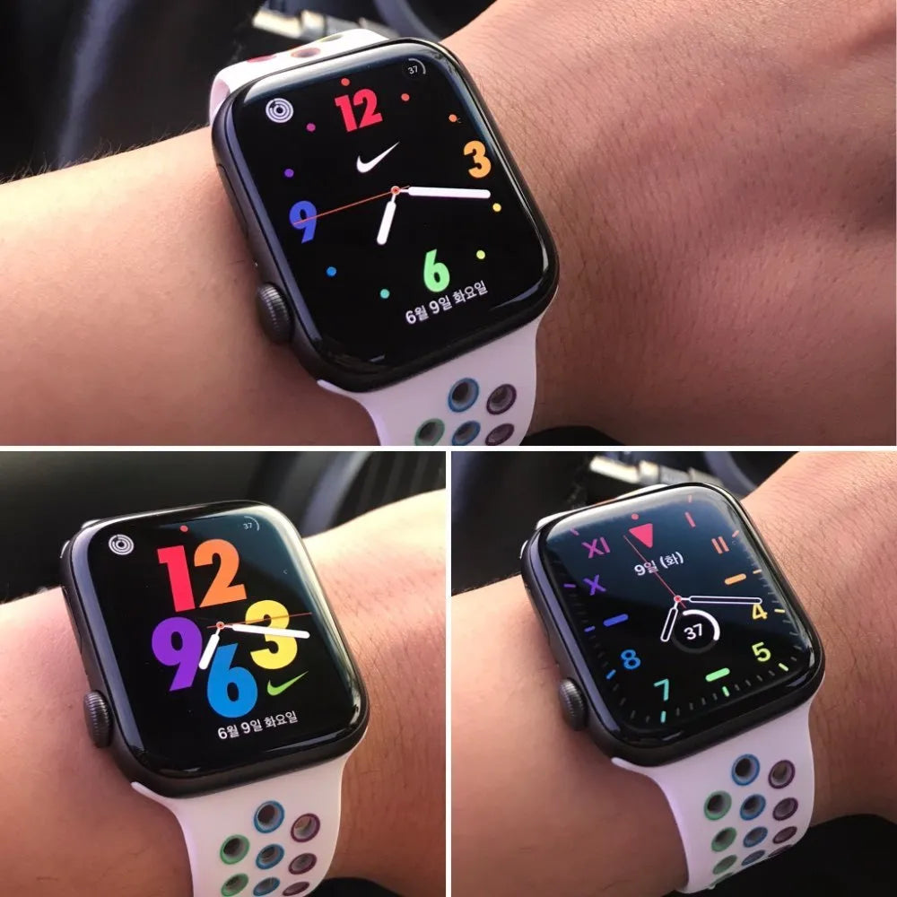 Silicone sports wristband with single buckle adjustable strap in black, rainbow and white colour options