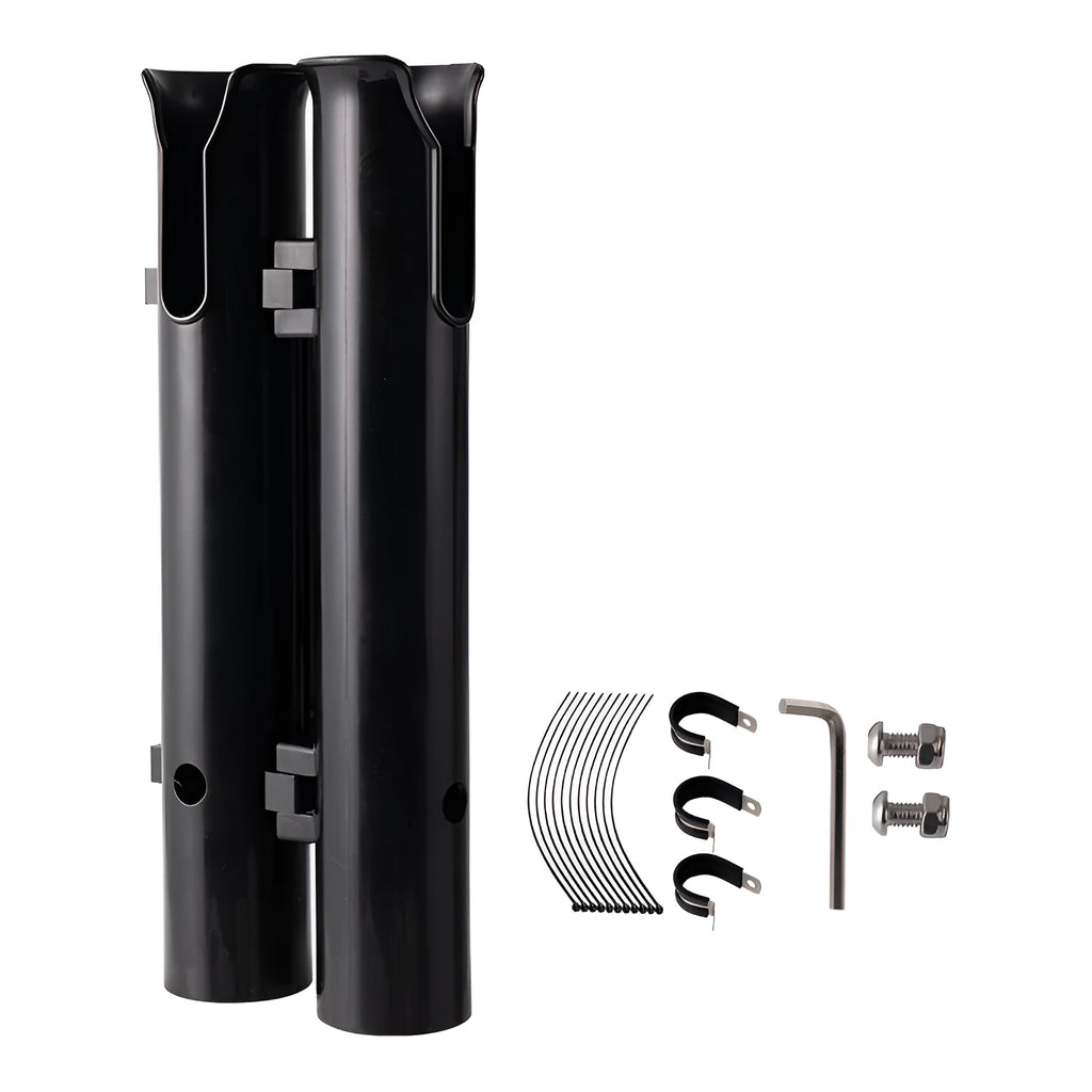 Motorcycle fishing rod rack clamp with carbon construction and double-layer plastic frame