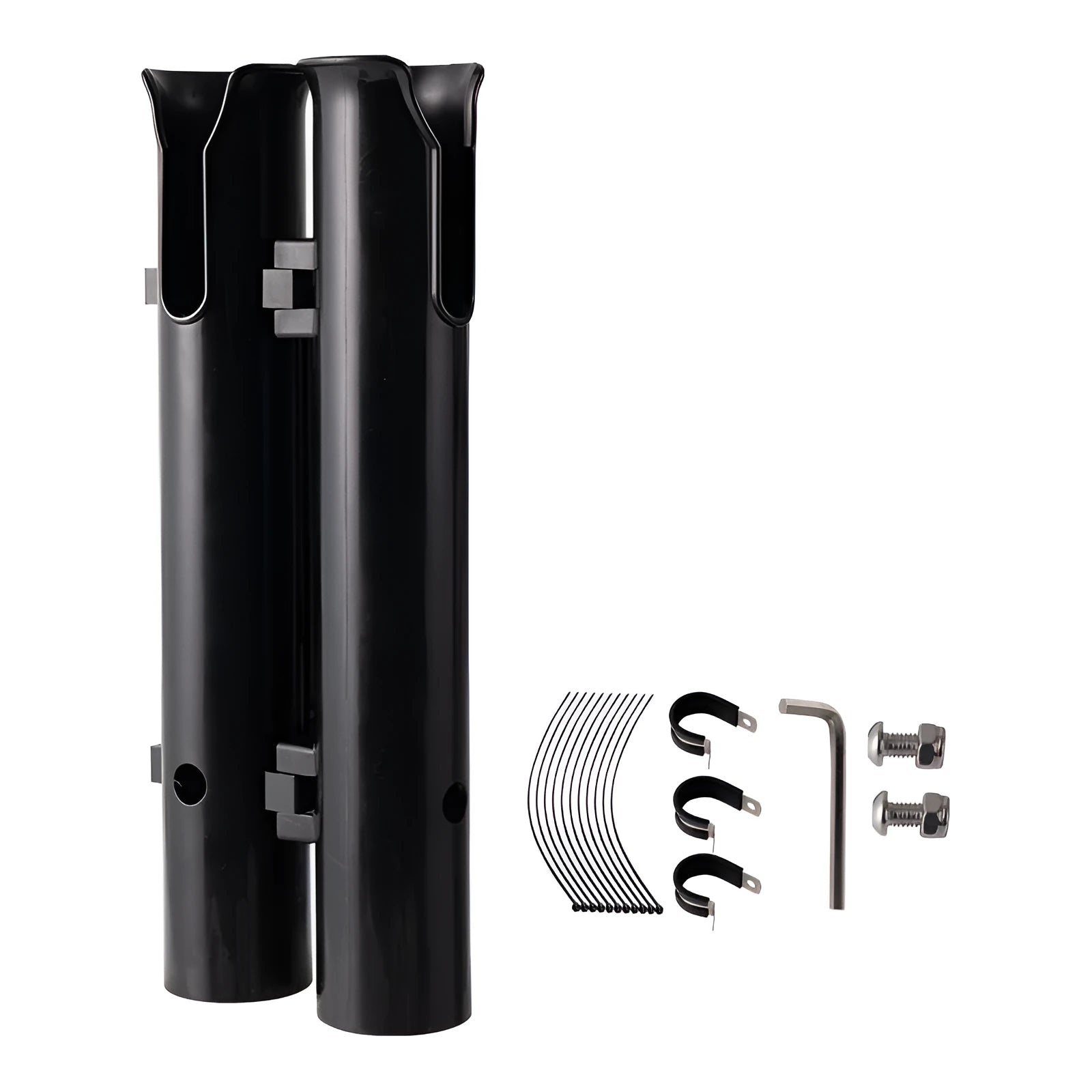 Motorcycle fishing rod rack clamp with carbon construction and double-layer plastic frame