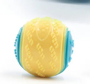 TPR dog training ball with textured surface and sound feature in assorted colour combinations