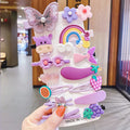 14 piece toddler hair accessories set with rainbow, candy fruit, and butterfly designs in bright colours