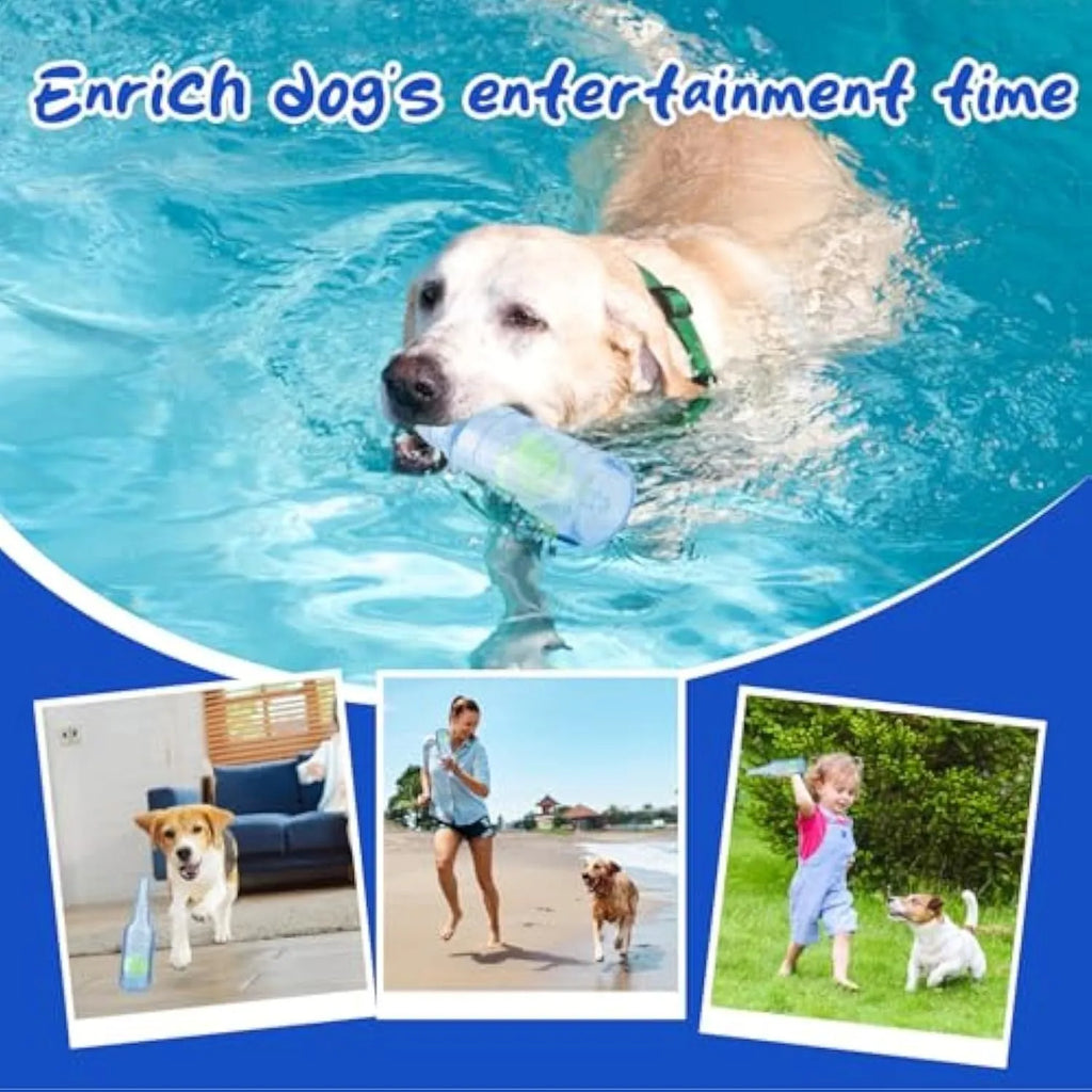 Blue green red water bottle dog toy with squeaker for aggressive chewing dogs