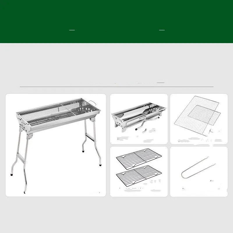 Stainless steel portable folding barbecue oven with dimensions 73x33.5x70cm