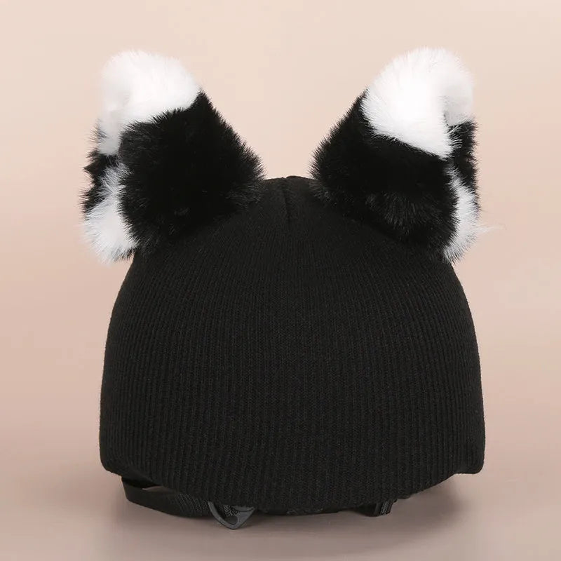 Cartoon character plush fabric helmet ear decoration cover for medium-sized helmets.