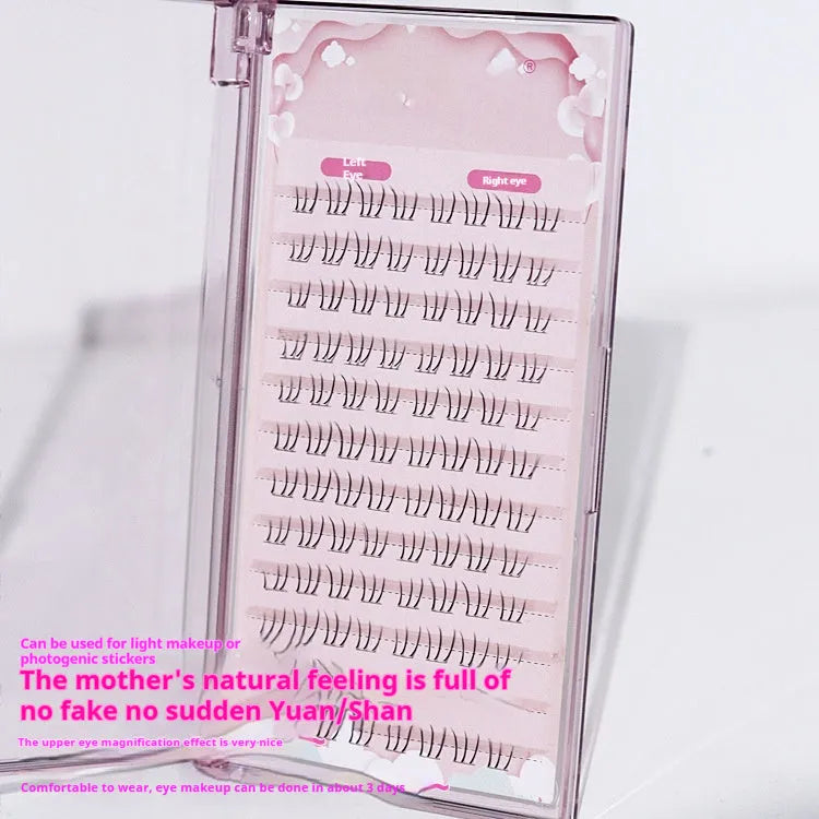 12-row segmented artificial fibre lower eyelashes with sheer root in natural long pointed tail style