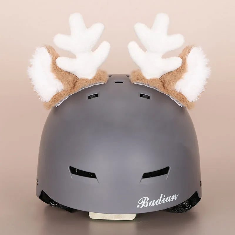 Cartoon character plush fabric helmet ear decoration cover for medium-sized helmets.