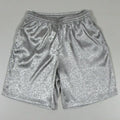 Men's black Tang suit-style elastic waist Tai Chi shorts laid flat.