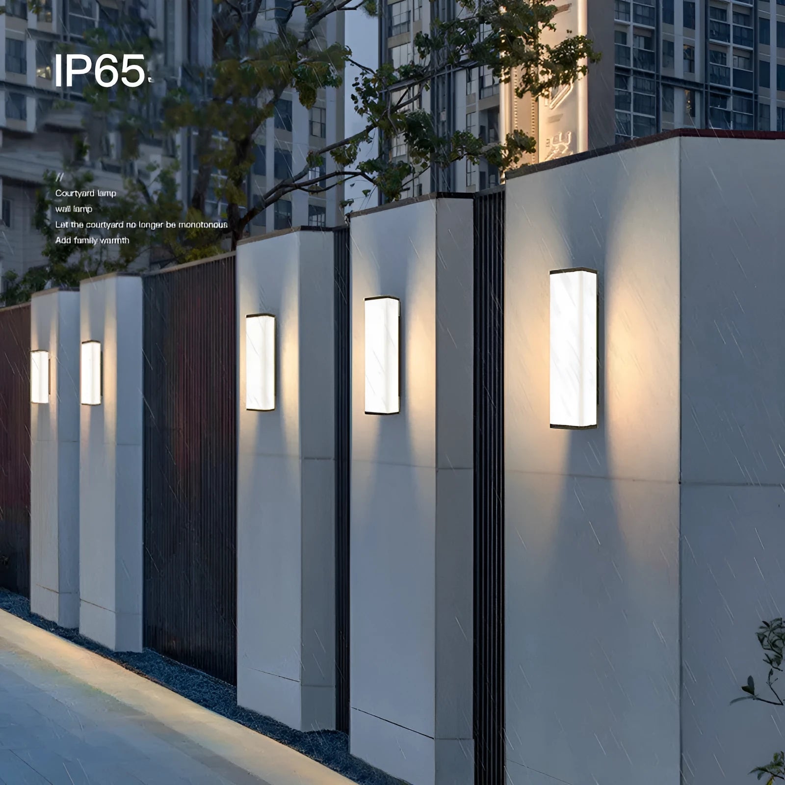 Stainless steel outdoor wall light with PC elements and 60cm height for courtyard lighting