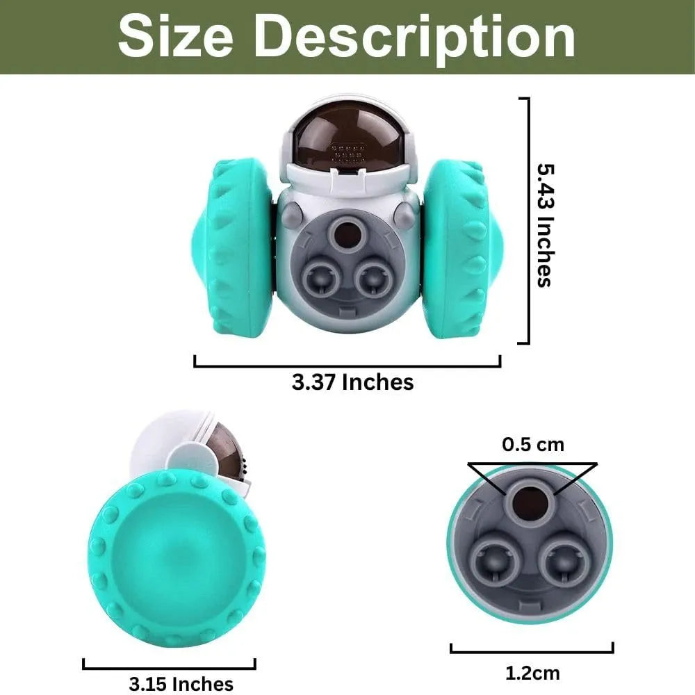 Dog treat tumbler puzzle toy with robot design in multiple colour options