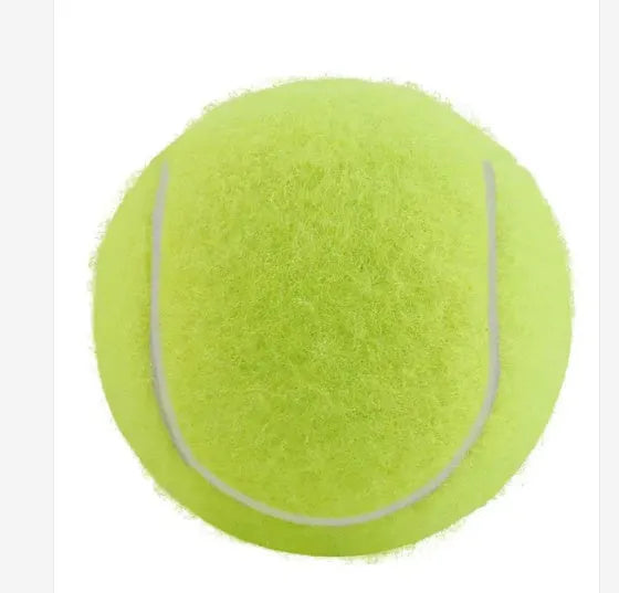 6.3cm bite-resistant rubber dog tennis ball in assorted colours including pink, blue, and green.
