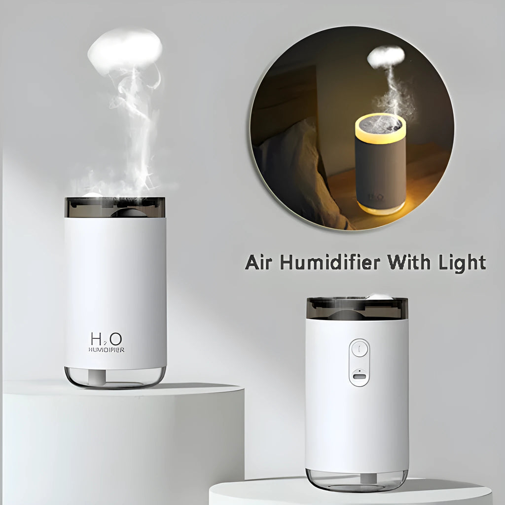 Jellyfish-style USB humidifier with warm night light in white, pink, or blue colour