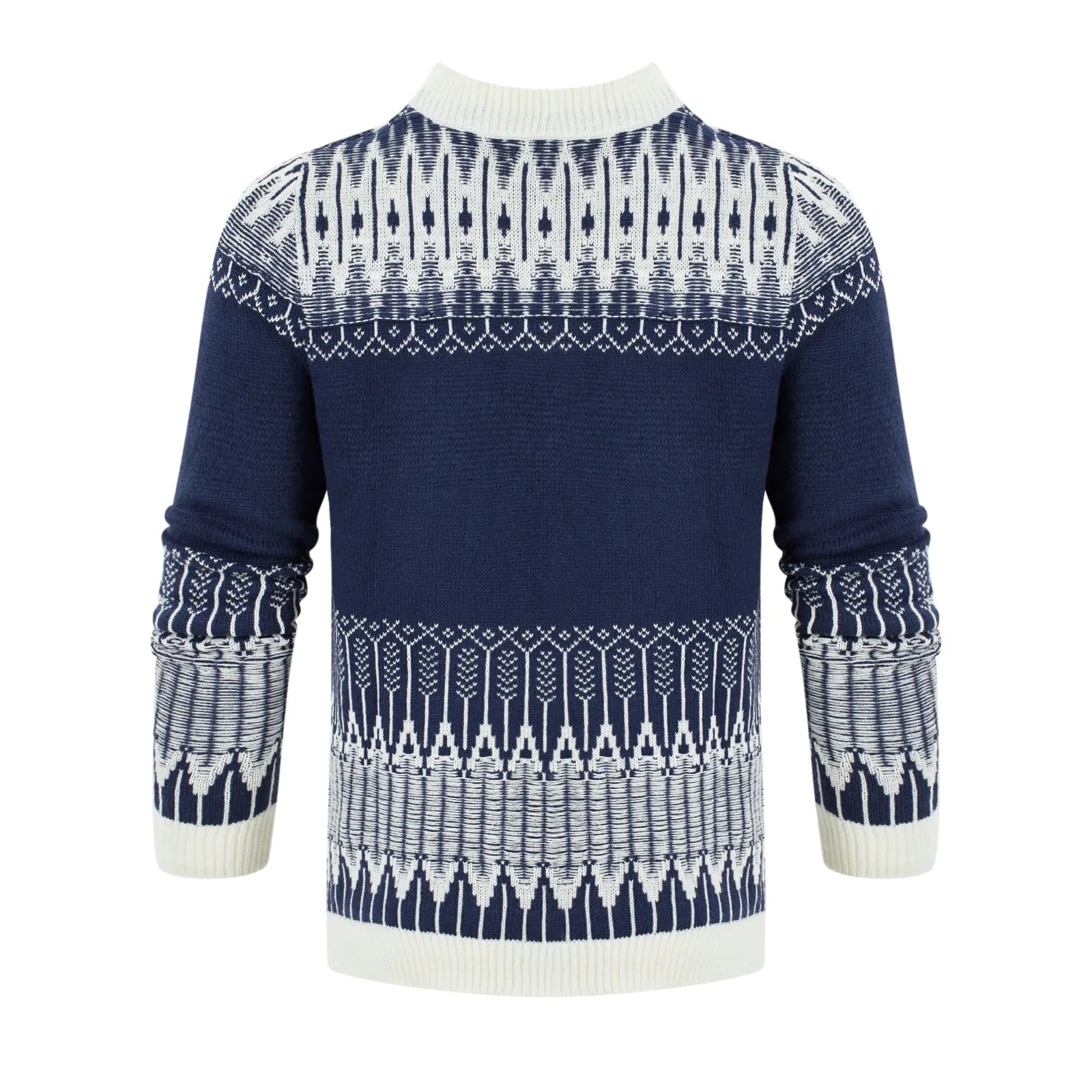 Men's soft knitted long-sleeved pullover sweater on a model, showing style variation.