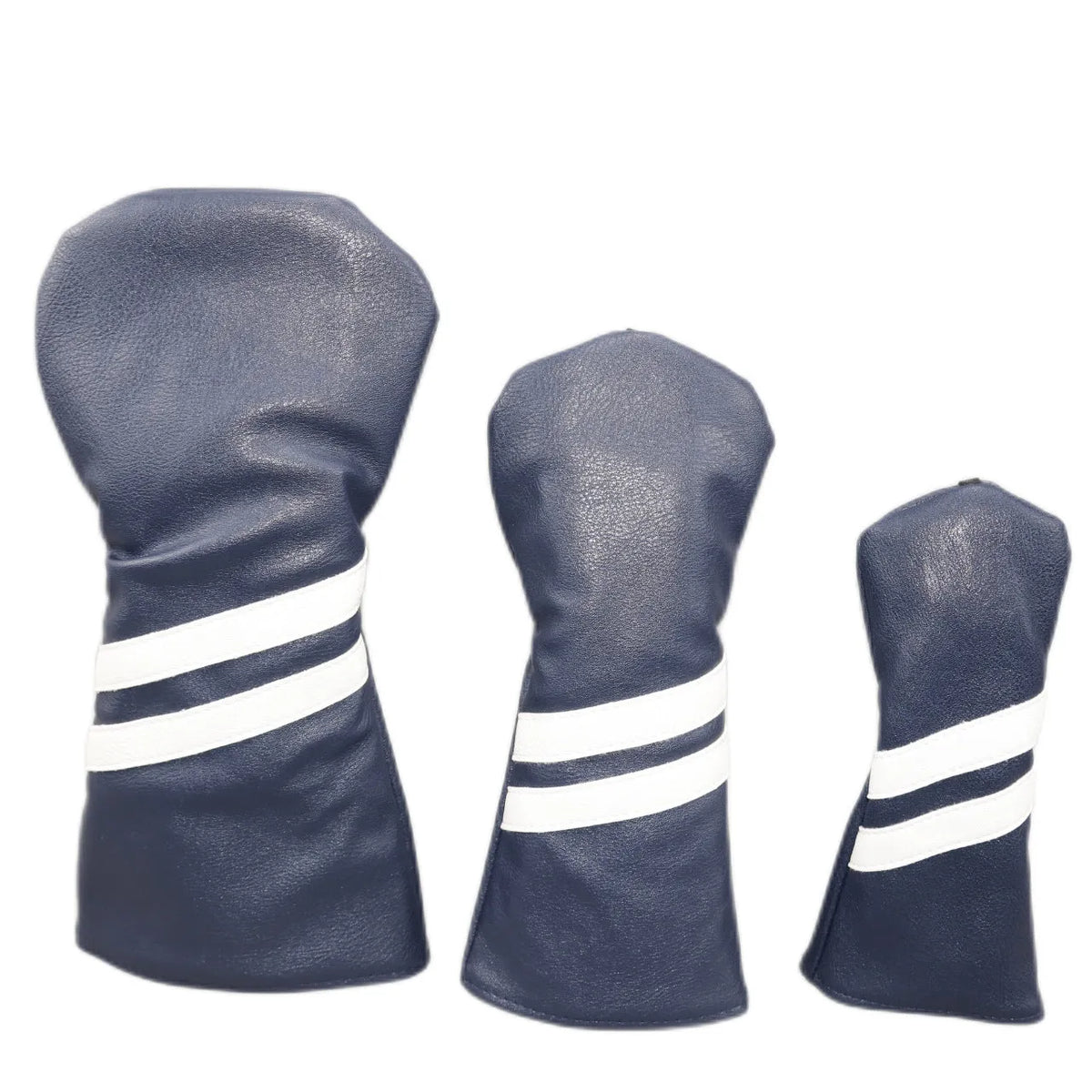 PU golf club head cover with two diagonal stripes shown in multiple colour options