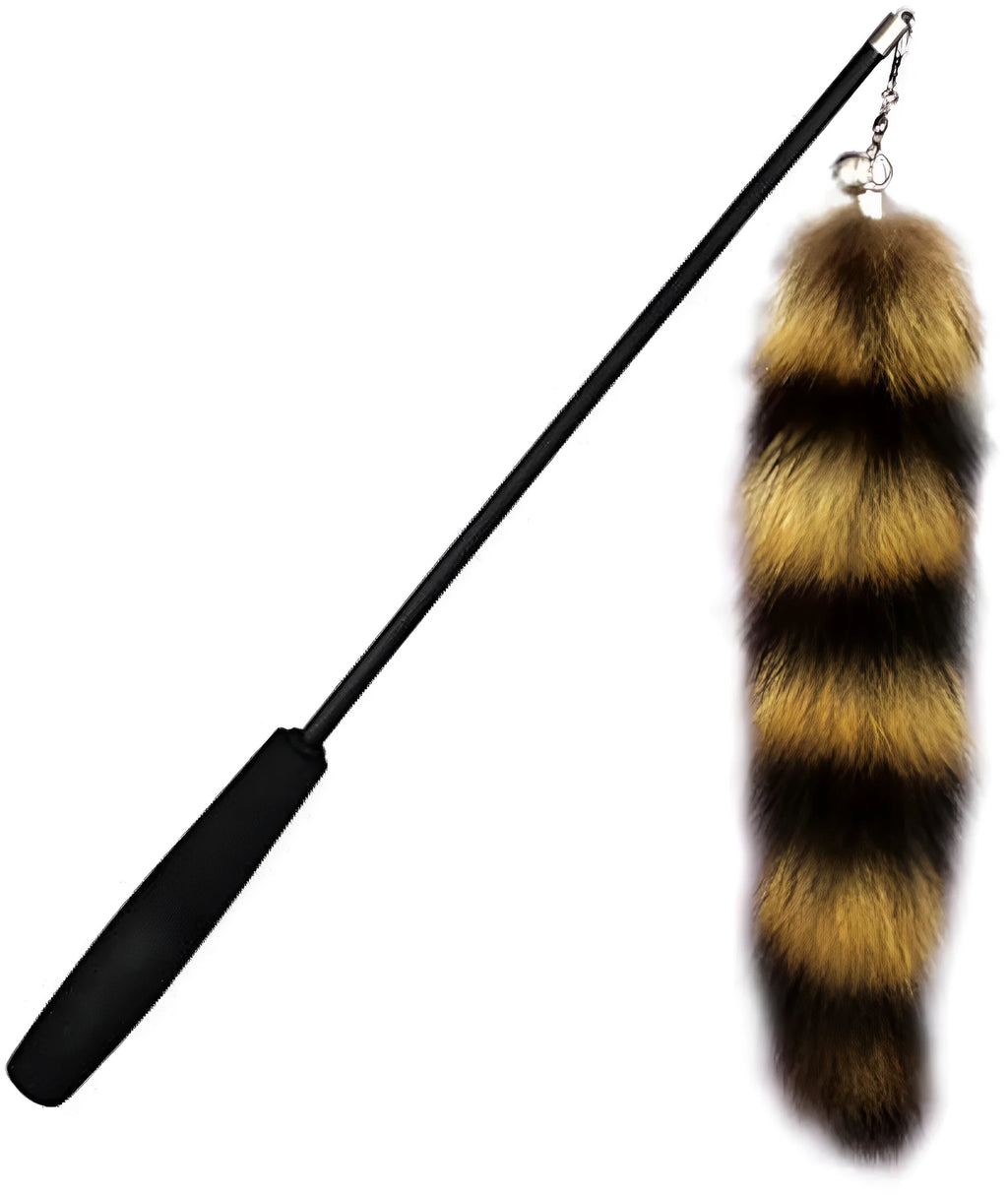 Black cat toy wand with 42 metre elastic string for interactive feline play