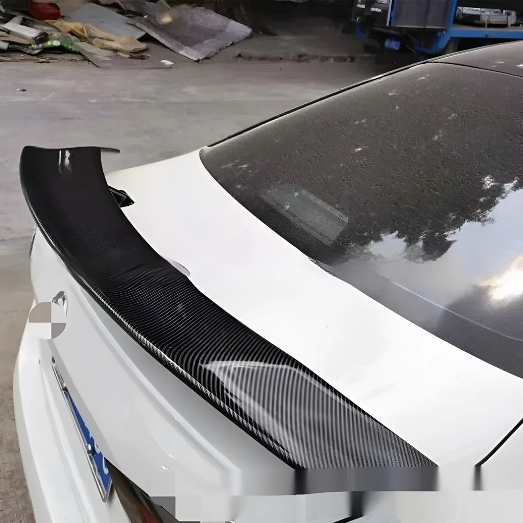 Universal punch-free ABS plastic car tail wing spoiler in bright black finish