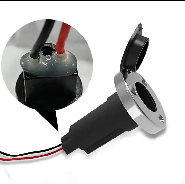 Yacht anchor light ring socket with stainless steel pole and ABS housing including wiring connections